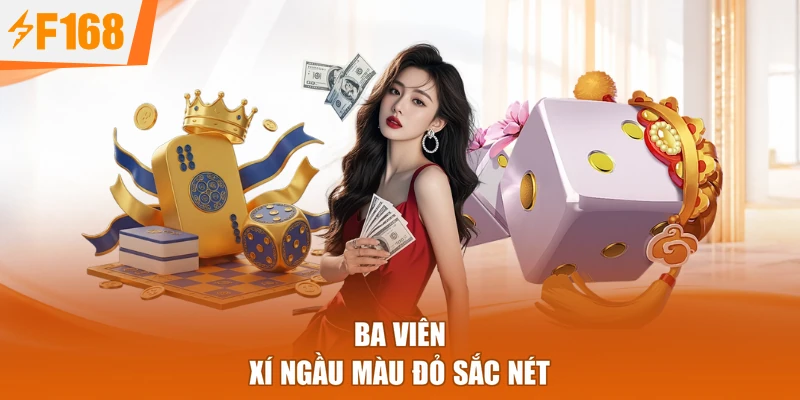 Ba viên xí ngầu màu đỏ sắc nét