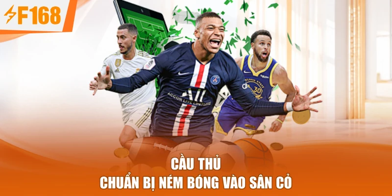Cầu thủ chuẩn bị ném bóng vào sân cỏ